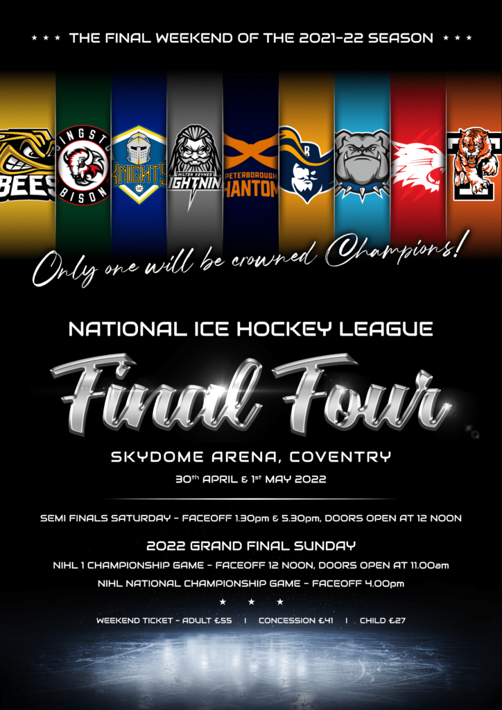 NIHL FINAL FOUR TICKET DETAILS CONFIRMED MKL BLOCK ON SALE WEDS 2nd