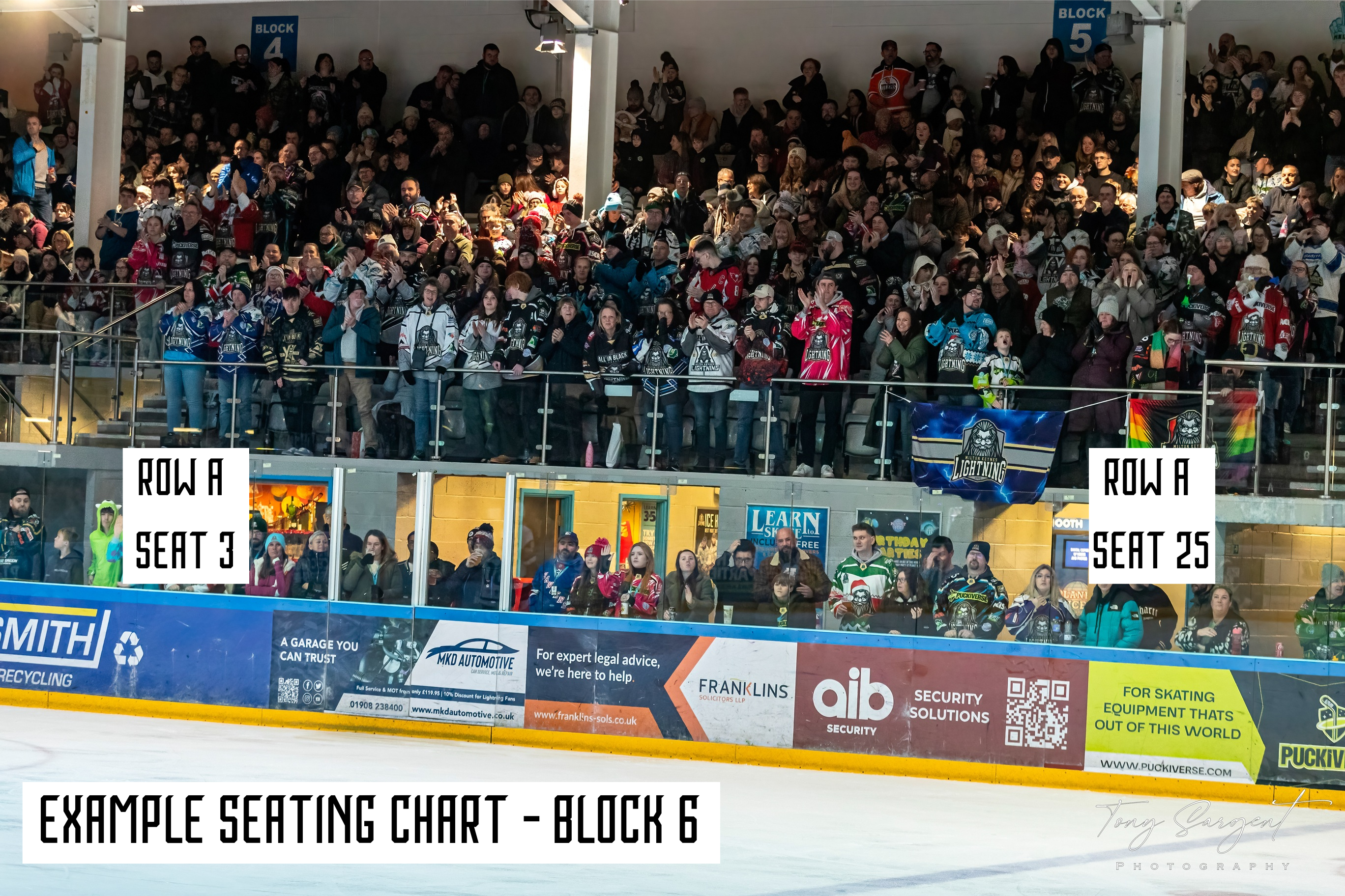 EXAMPLE SEATING CHART Seating locations when attending a MK Lightning game