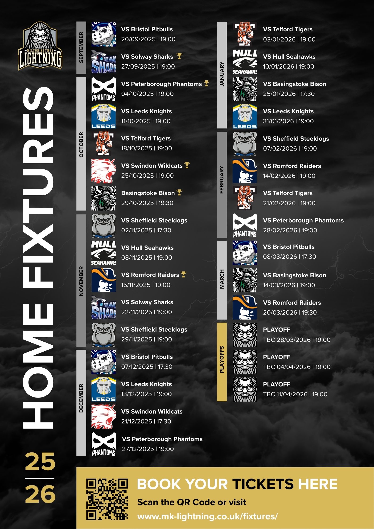 Home Fixtures Poster MKL Home fixtures 25/26 season