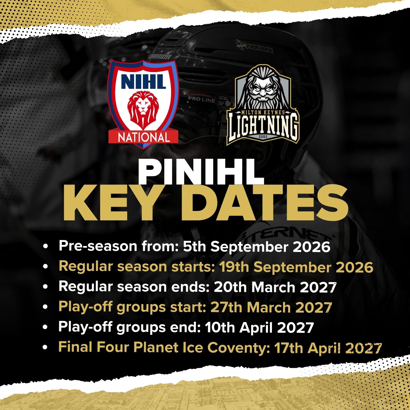 NIHL Season dates 26/27 season